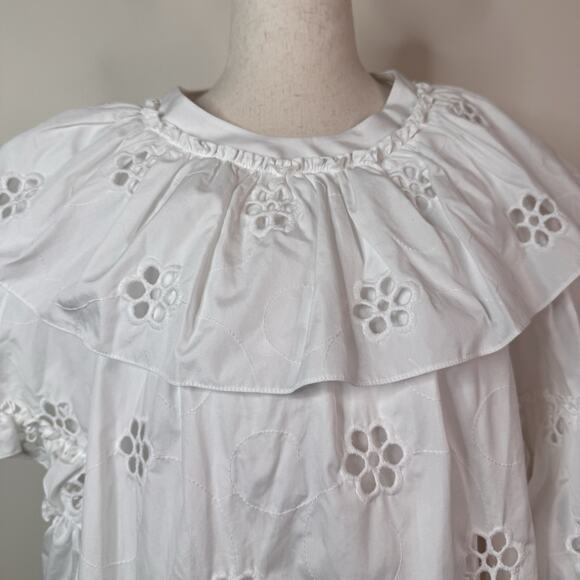 NWT Simone Rocha Frill Trim Midi Dress A Line Embroidered Eyelet Size US 4 - Picture 2 of 13